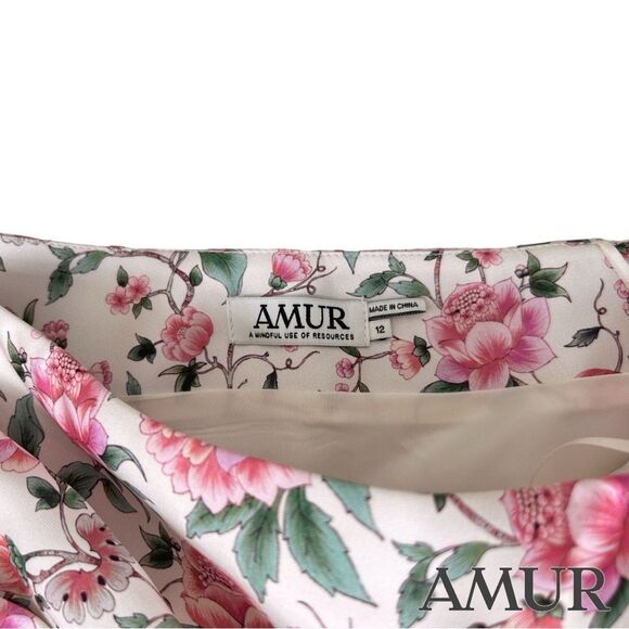 AMUR **NWT** Jasmine One-Shoulder Ruffle Top in Eggshell Pink Floral - Picture 13 of 14